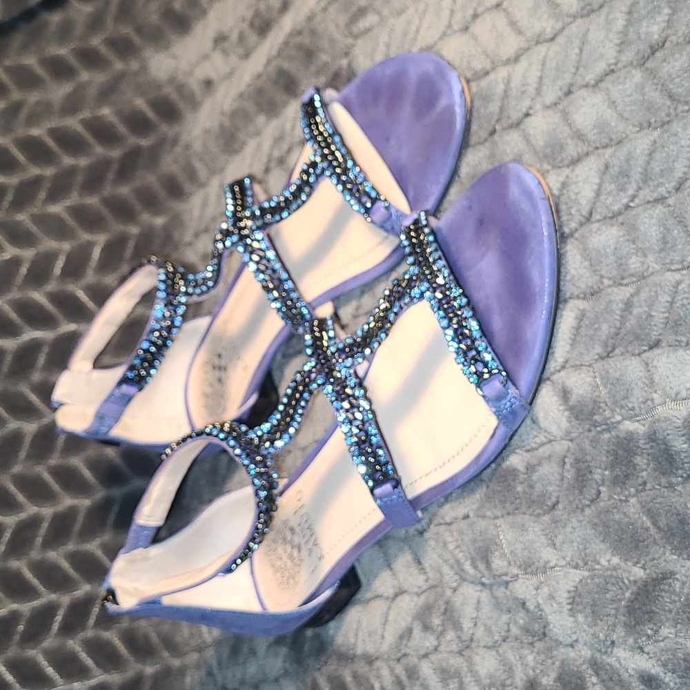 Vince Camuto Sandals, Size 7M, Dazzle Blue Powdered Glitz Suede